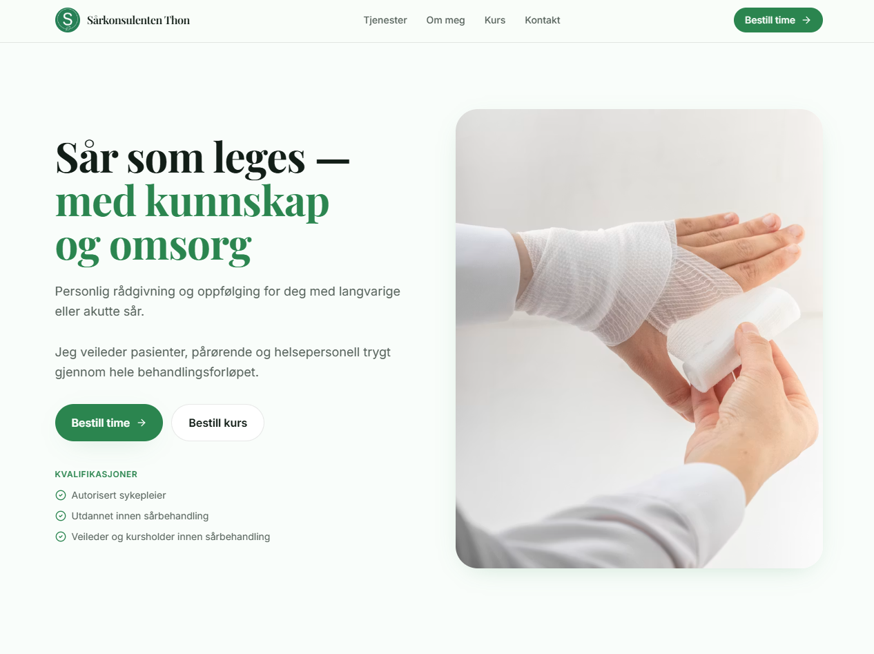 Sårkonsulenten Thon — nettside for helsetjeneste